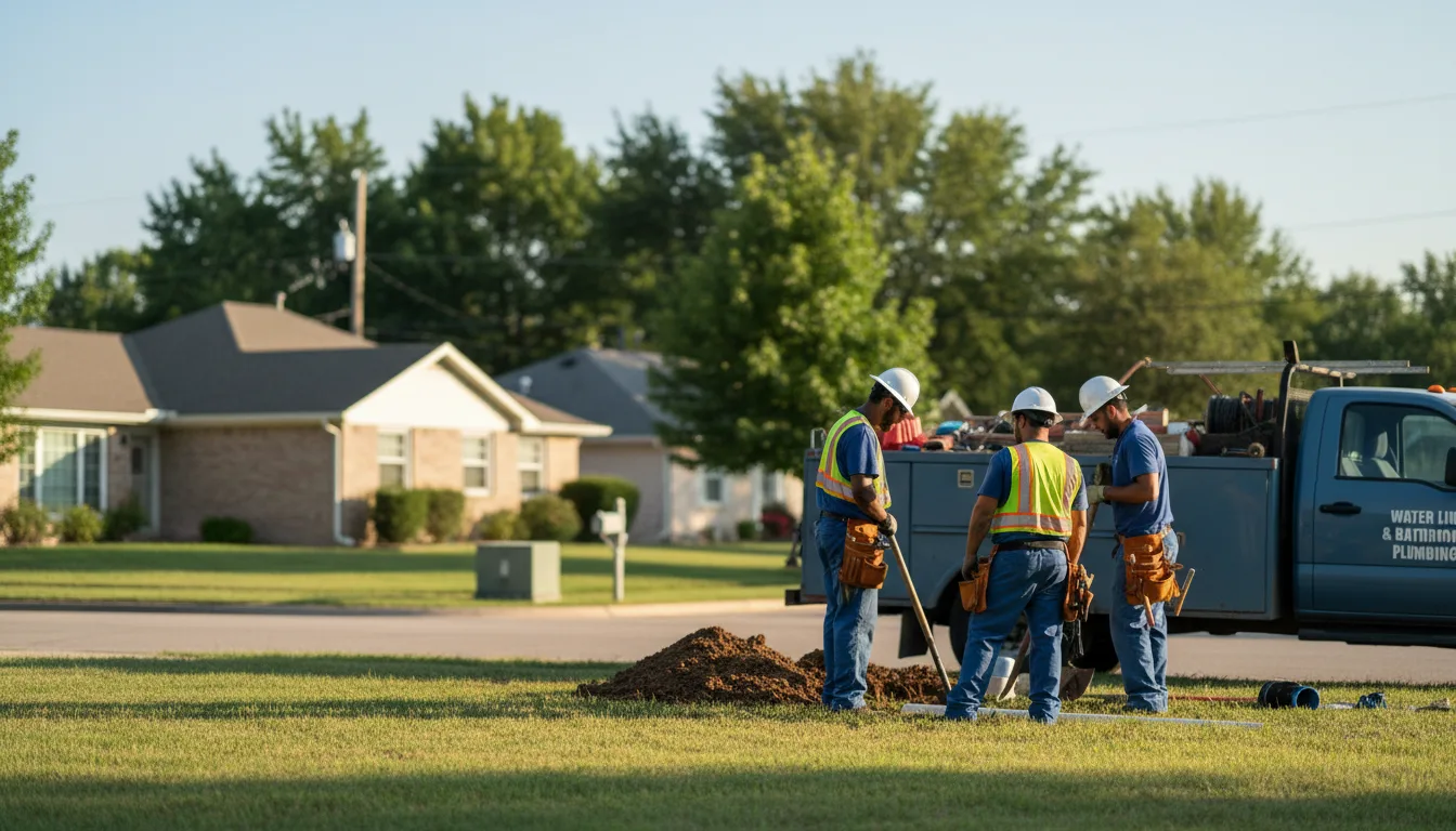 Residential water line and bathroom plumbing service in Lewisville, OH